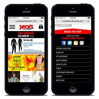  Jack's Surfboards Mobile Site  Our Work E-Commerce